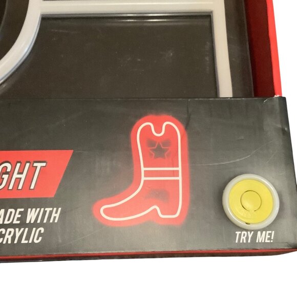 Neon Cowboy Boot Light A+J By Idea & Ink LED Red Light USB Plug Acrylic On/Off - Picture 4 of 10